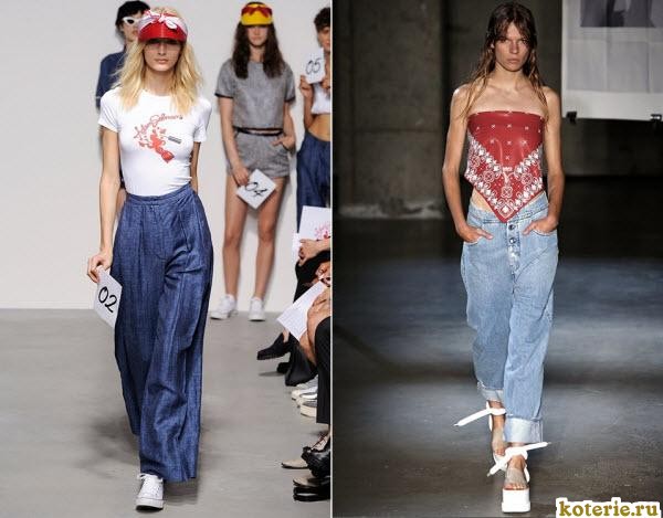 Модные широкие женские джинсы весна-лето