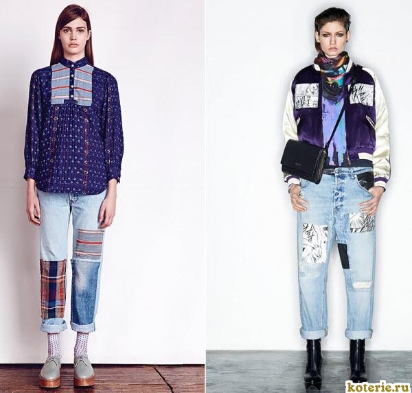 Модные женские многофактурные джинсы