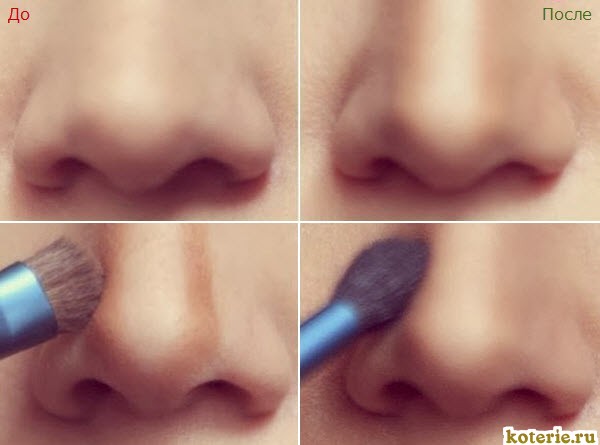 Коррекция носа с помощью макияжа